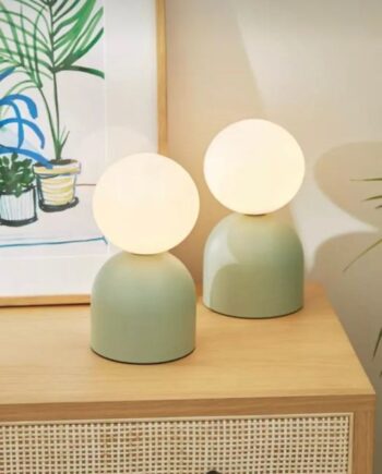 Nordvrk Brz 340113 Bordlampe Hvid Glas Mint Grøn Metal