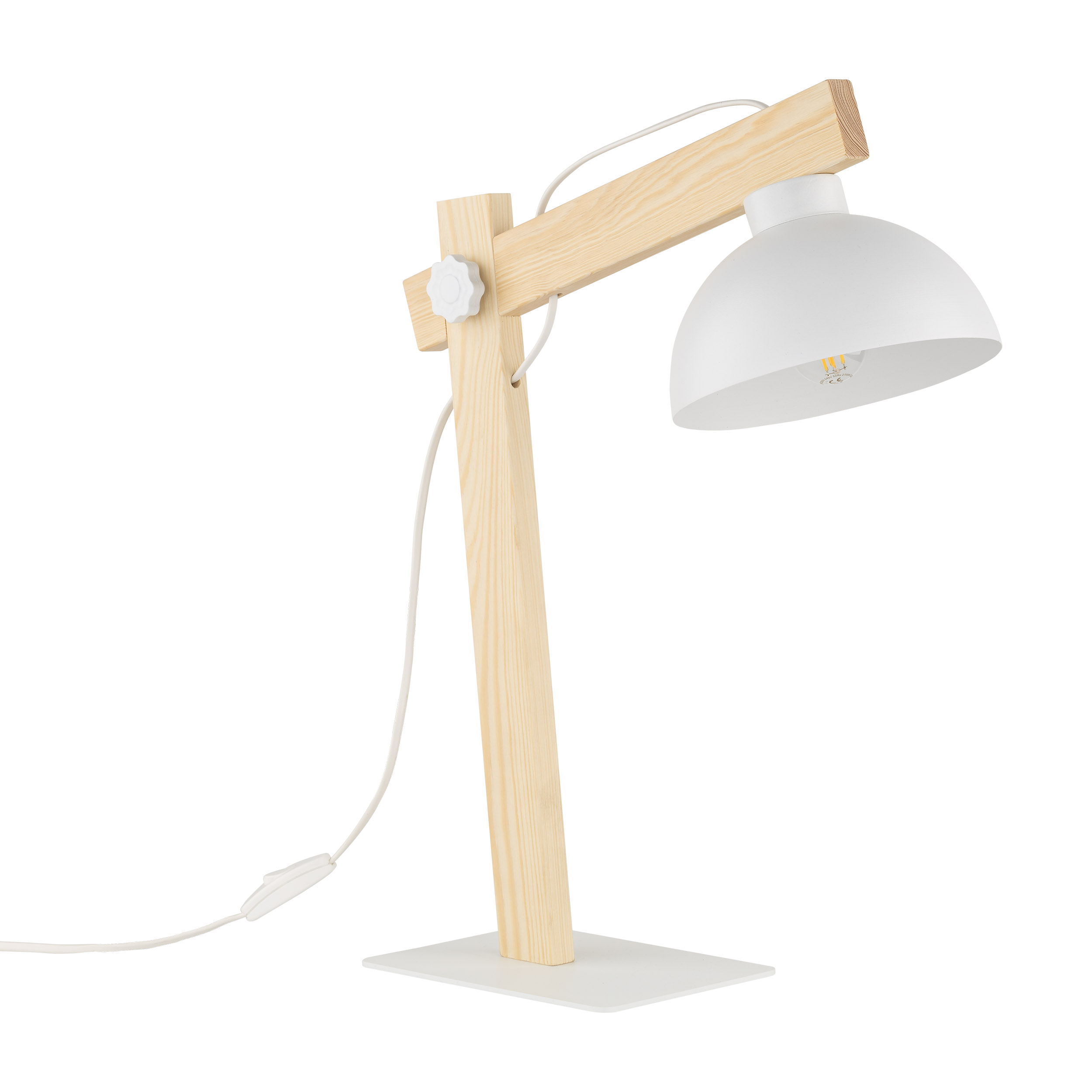 Oslo Bordlampe Hvid Metal Træ