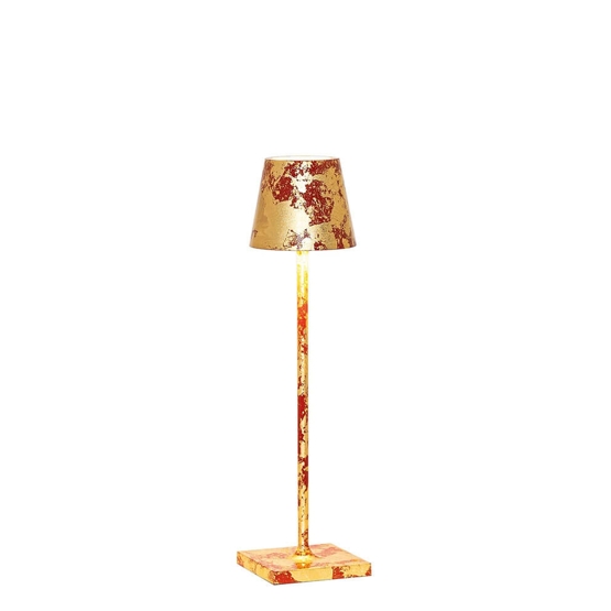 Poldina Micro Batterilampe Bordlampe Rød Antik Guld