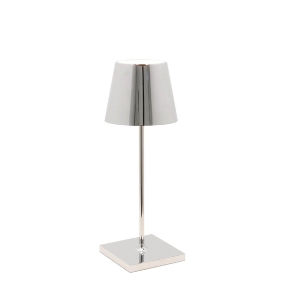 Poldina Mini Batterilampe Bordlampe Blank Krom