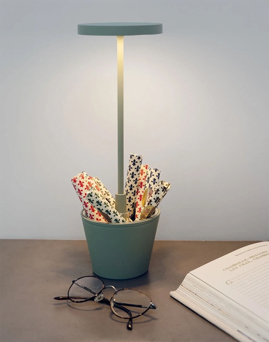 Poldina Reverso Batterilampe Bordlampe Salviegrøn