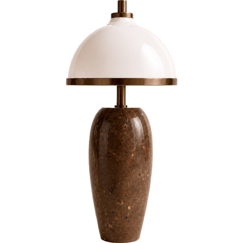 Rebello Decor Eternal Moonlight Genopladelig Bordlampe Brun Marmor Bruneret Messing
