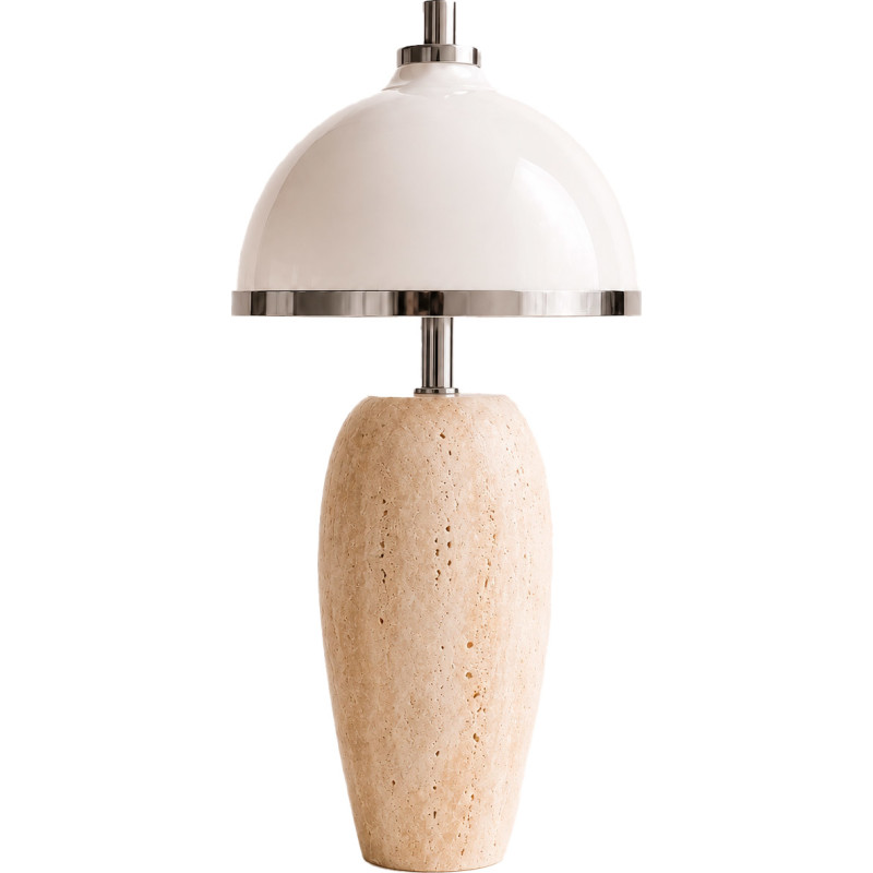 Rebello Decor Eternal Moonlight Genopladelig Bordlampe Natursten Krom