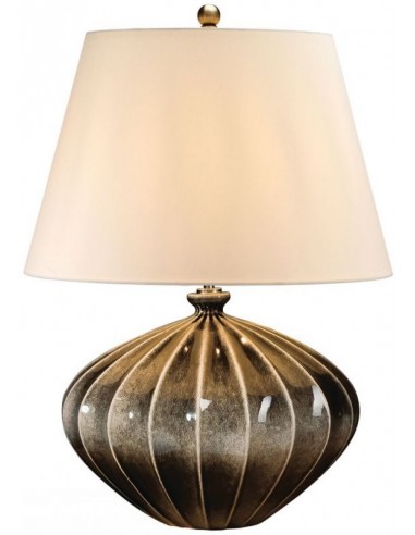 Rib Pumpkin Bordlampe Keramik Faux Silke H63 E27 Sortbrun Creme