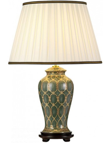 Sashi Bordlampe Keramik Bomuld H68 E27 Grøn Guld Elfenbenshvid