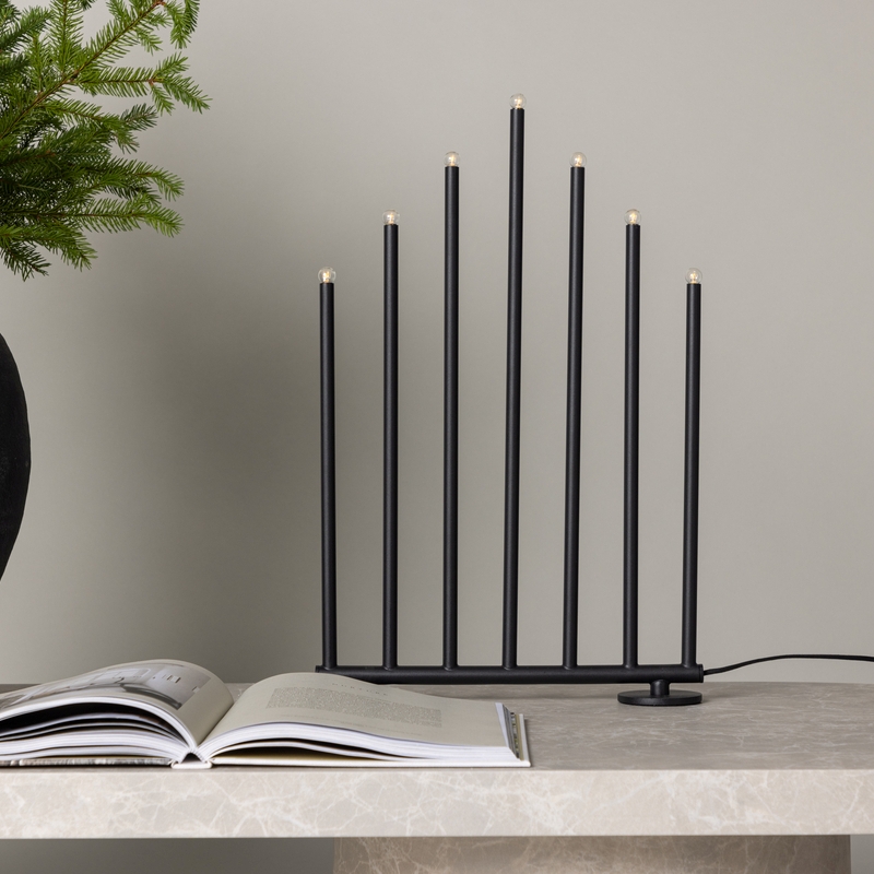 Smokey Bordlampe Sort Metal Med Syv Dæmpbare Led Lys