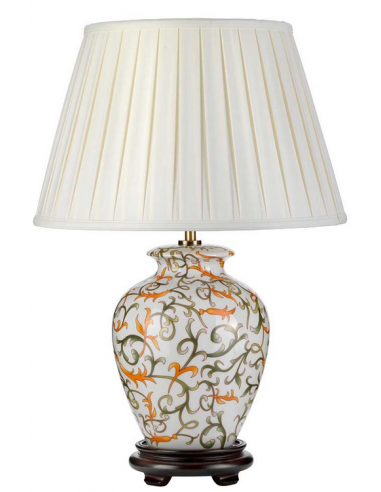 Soling Bordlampe Keramik Bomuld H50 E27 Grøn Orange Elfenbenshvid