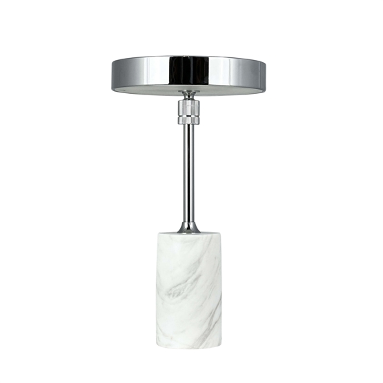 Starlight Led Batteri Bordlampe Hvid Marmor Krom