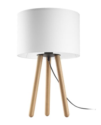 Tokyo Bordlampe Hvid Stof Antik Fyrretræ