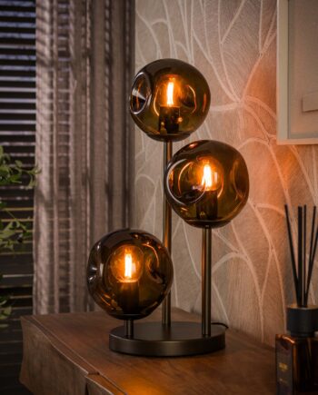 Triblet Bordlampe Med Glasskærme Bronzefarvet Metal Levering Uden Pære