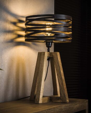 Tvist Spændende Bordlampe Metal Træ Levering Uden Pære