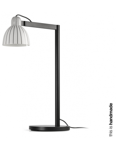 Venice Bordlampe Stål Keramik H57 E27 Sort Sort Hvid Stribet