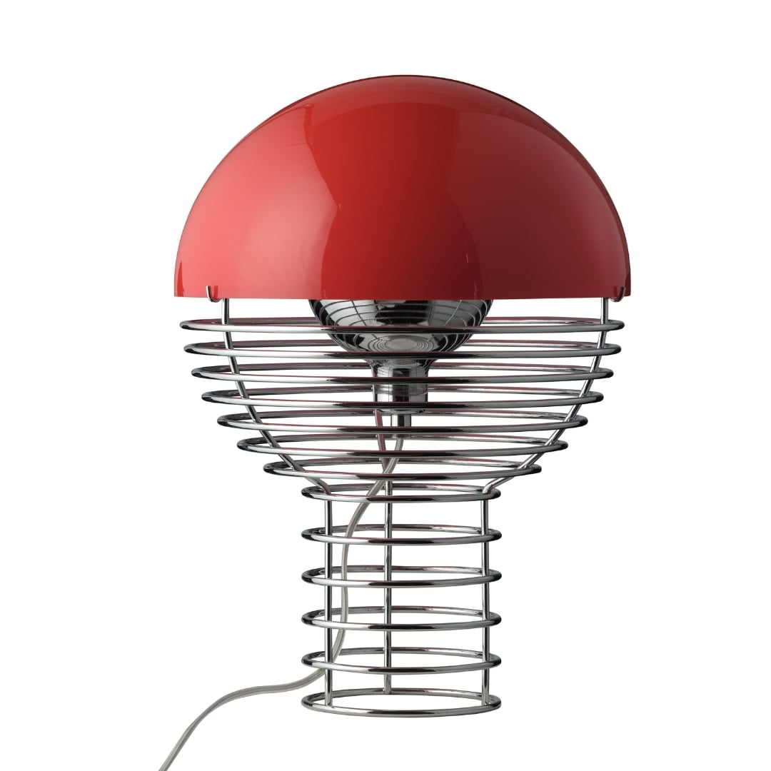 Wire Bordlampe Krom Rød ø30 Verpan