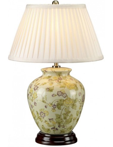 Yellow Flowers Bordlampe Porcelæn Polyester H44 E27 Krakeleret Gul   Lilla Creme