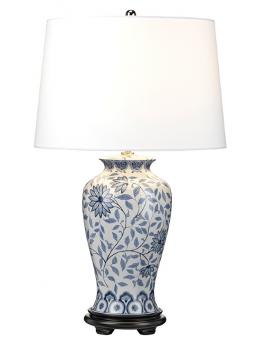 Ying Bordlampe Keramik Polyester H65 E27 Blå Hvid